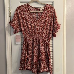 Red Floral Romper